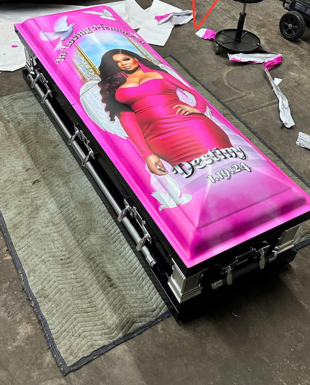 Memorial Casket Wrapped