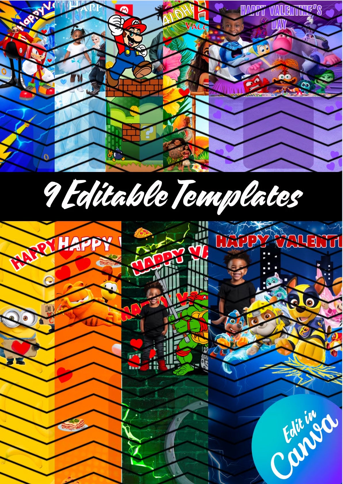 Valentine’s Day Jumbo Card Children Templates