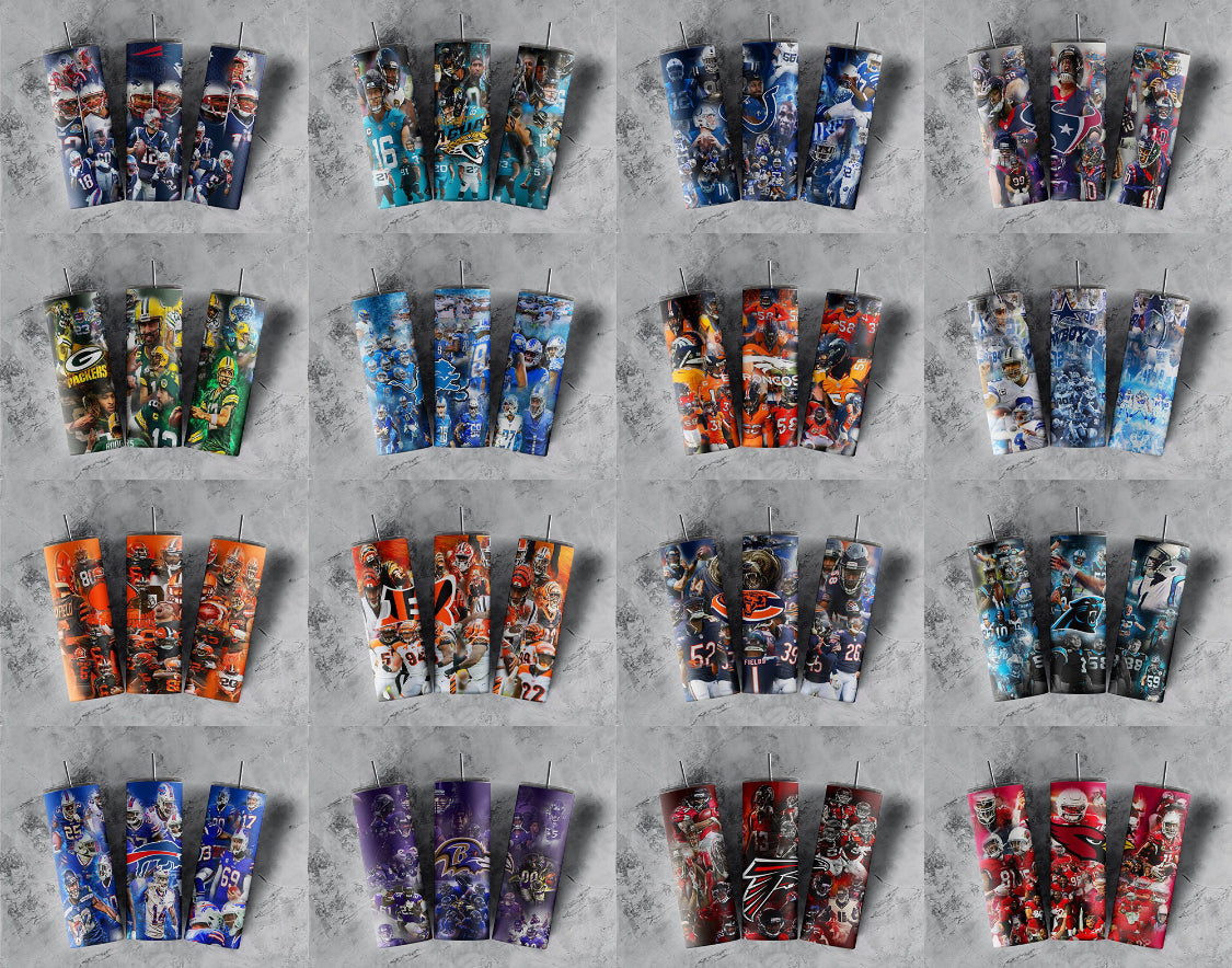 Football Theme Skinny Tumbler 20oz