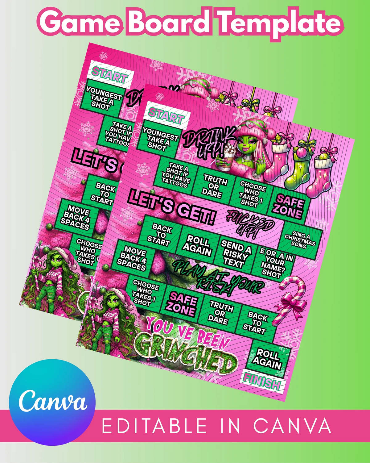 Editable Grinch Game Board Template