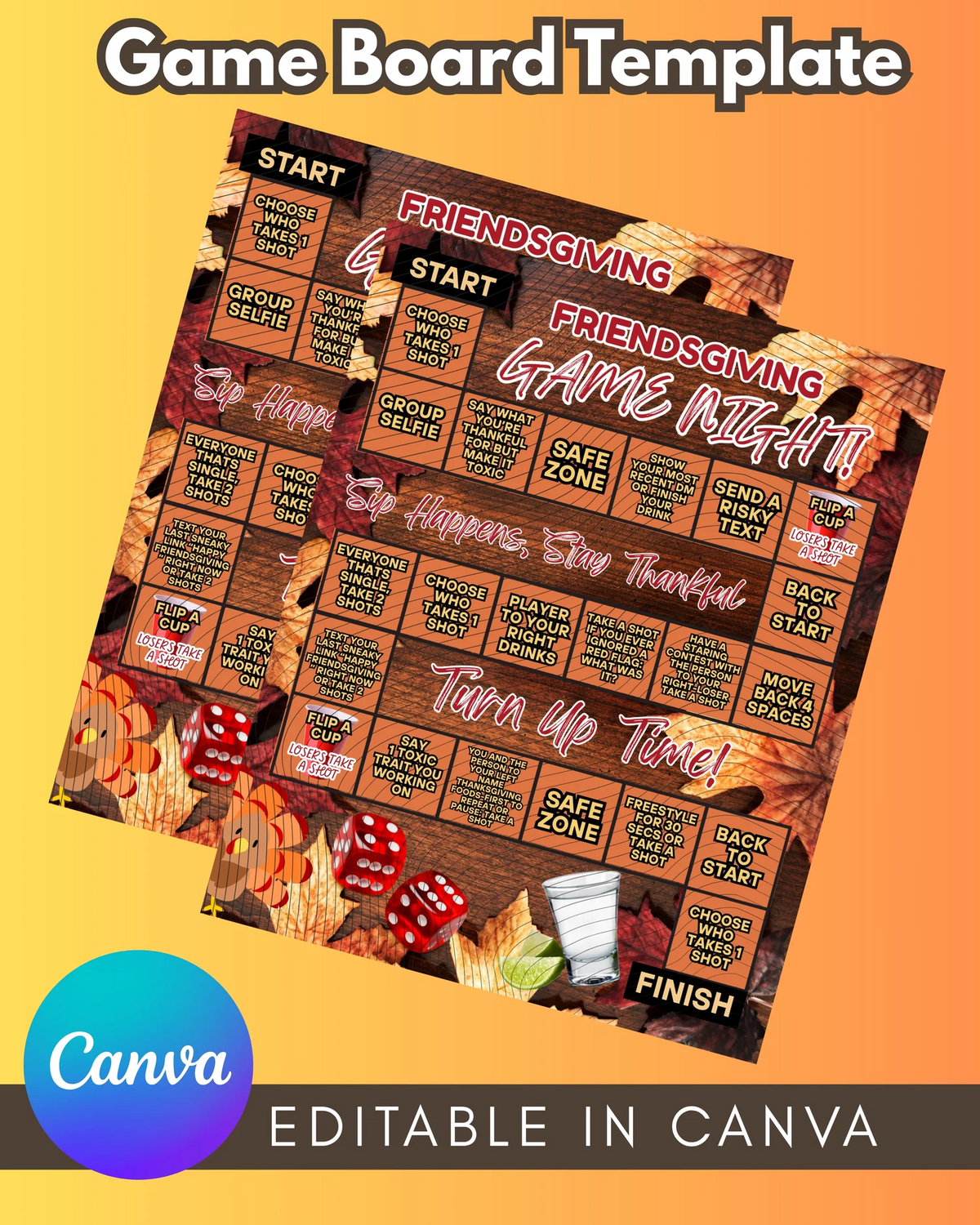 Editable Friendsgiving Game Board Template
