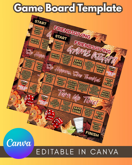 Editable Friendsgiving Game Board Template