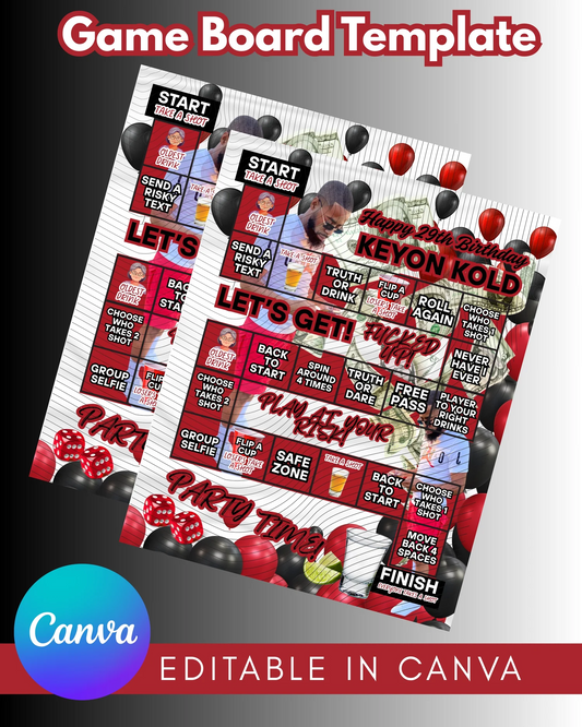 Editable Birthday Game Board Template
